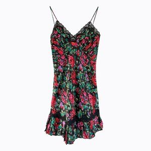 Vtg Victoria's Secret Gold Label Babydoll Slip Dress Chemise Floral Lace Y2K SzM